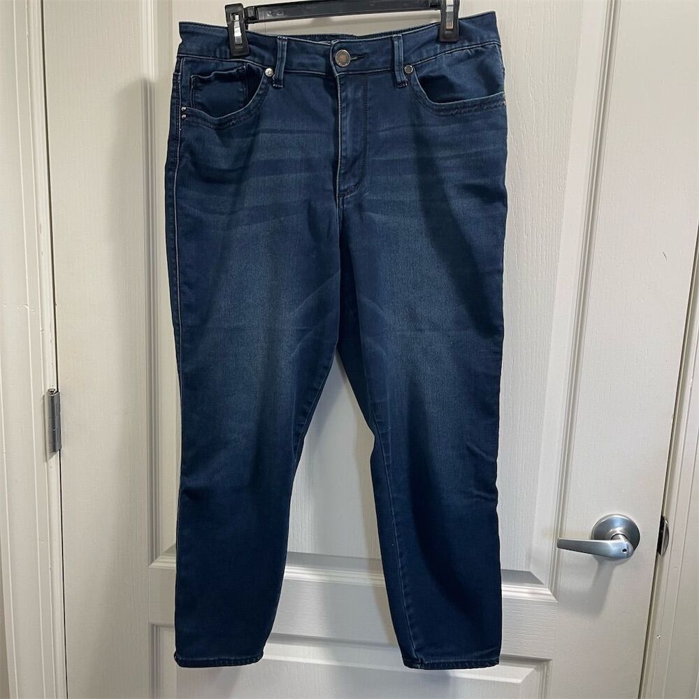 Seven7 Women's High Rise Ankle Skinny Plus Size 14 Blue Denim (sku373)